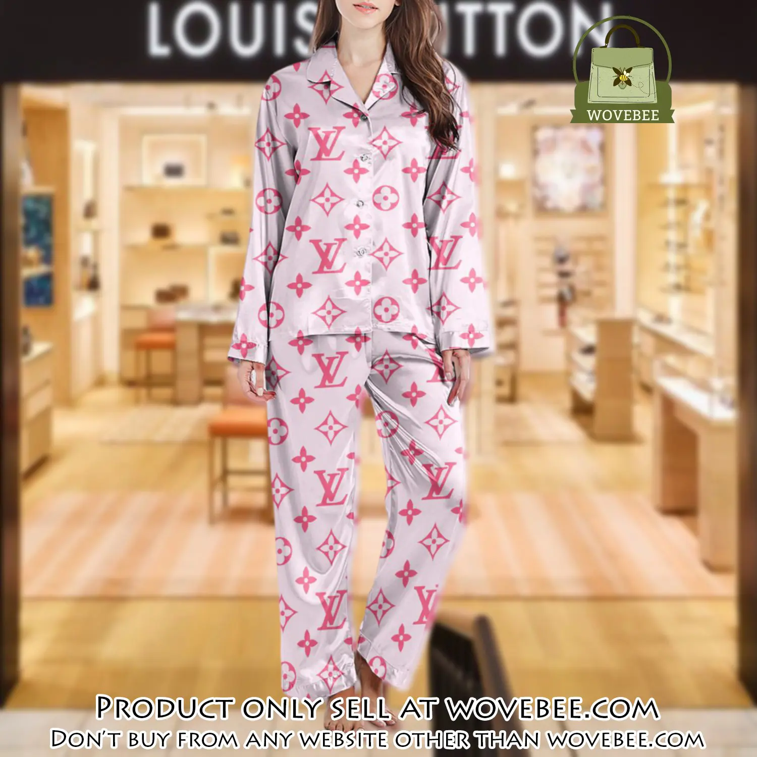 Lv monogram long satin pajama set pjs1007 wvb1352887